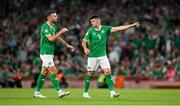 10 September 2023; Republic of Ireland players Shane Duffy, left, and John Egan during the UEFA EURO 2024 Championship qualifying group B match between Republic of Ireland and Netherlands at the Aviva Stadium in Dublin. Photo by Seb Daly/Sportsfile
