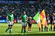 9 September 2023; Ireland captain Jonathan Sexton motions for his teamates to step forward out of the sunshine for national anthems before during the 2023 Rugby World Cup Pool B match between Ireland and Romania at Stade de Bordeaux in Bordeaux, France. Photo by Brendan Moran/Sportsfile