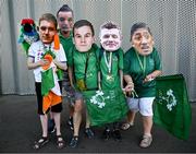 9 September 2023; Ireland supporters wearing cutout face masks of Ireland players after the 2023 Rugby World Cup Pool B match between Ireland and Romania at Stade de Bordeaux in Bordeaux, France. Photo by Harry Murphy/Sportsfile