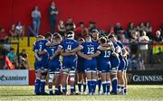 8 September 2023; Leinster players huddle before the pre-season friendly match between Munster and Leinster at Musgrave Park in Cork. Photo by Sam Barnes/Sportsfile