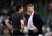 10 September 2023; Republic of Ireland manager Stephen Kenny and coach Keith Andrews, left, before the UEFA EURO 2024 Championship qualifying group B match between Republic of Ireland and Netherlands at the Aviva Stadium in Dublin. Photo by Stephen McCarthy/Sportsfile