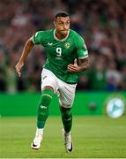 10 September 2023; Adam Idah of Republic of Ireland celebrates after scoring his side's goal, a penalty, during the UEFA EURO 2024 Championship qualifying group B match between Republic of Ireland and Netherlands at the Aviva Stadium in Dublin. Photo by Stephen McCarthy/Sportsfile