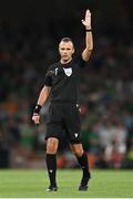 10 September 2023; Referee Irfan Peljto during the UEFA EURO 2024 Championship qualifying group B match between Republic of Ireland and Netherlands at the Aviva Stadium in Dublin. Photo by Stephen McCarthy/Sportsfile