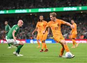 10 September 2023; Frenkie de Jong of Netherlands in action against Will Smallbone of Republic of Ireland during the UEFA EURO 2024 Championship qualifying group B match between Republic of Ireland and Netherlands at the Aviva Stadium in Dublin. Photo by Stephen McCarthy/Sportsfile