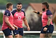 12 September 2023; Forwards, from left, Tadhg Furlong, Rónan Kelleher and Andrew Porter during an Ireland rugby squad training session at Complexe de la Chambrerie in Tours, France. Photo by Brendan Moran/Sportsfile