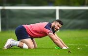 12 September 2023; Robbie Henshaw stretches during an Ireland rugby squad training session at Complexe de la Chambrerie in Tours, France. Photo by Brendan Moran/Sportsfile