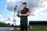 14 September 2023; James Clarke of Bohemians with his SSE Airtricity / SWI Player of the Month award for August 2023 at Dalymount Park in Dublin. Photo by Harry Murphy/Sportsfile
