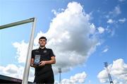 14 September 2023; James Clarke of Bohemians with his SSE Airtricity / SWI Player of the Month award for August 2023 at Dalymount Park in Dublin. Photo by Harry Murphy/Sportsfile