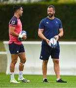 13 September 2023; Head coach Andy Farrell, right, and Conor Murray during an Ireland rugby squad training session at Complexe de la Chambrerie in Tours, France. Photo by Brendan Moran/Sportsfile