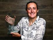 13 September 2023; Dublin’s Hannah Tyrrell is pictured with The Croke Park/LGFA Player of the Month award for August 2023, at The Croke Park in Jones Road, Dublin. Hannah was Player of the Match in the 2023 TG4 All-Ireland Senior Final against Kerry on August 13 at Croke Park. The 33-year-old Na Fianna star scored eight first half points, including four from play, to help the Sky Blues to Brendan Martin Cup glory. Hannah finished the 2023 TG4 All-Ireland Championship with an overall tally of 1-21 and was a key figure in Dublin’s march to a first TG4 All-Ireland Senior title since 2020. Photo by Piaras Ó Mídheach/Sportsfile