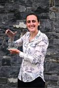 13 September 2023; Dublin’s Hannah Tyrrell is pictured with The Croke Park/LGFA Player of the Month award for August 2023, at The Croke Park in Jones Road, Dublin. Hannah was Player of the Match in the 2023 TG4 All-Ireland Senior Final against Kerry on August 13 at Croke Park. The 33-year-old Na Fianna star scored eight first half points, including four from play, to help the Sky Blues to Brendan Martin Cup glory. Hannah finished the 2023 TG4 All-Ireland Championship with an overall tally of 1-21 and was a key figure in Dublin’s march to a first TG4 All-Ireland Senior title since 2020. Photo by Piaras Ó Mídheach/Sportsfile