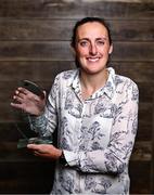 13 September 2023; Dublin’s Hannah Tyrrell is pictured with The Croke Park/LGFA Player of the Month award for August 2023, at The Croke Park in Jones Road, Dublin. Hannah was Player of the Match in the 2023 TG4 All-Ireland Senior Final against Kerry on August 13 at Croke Park. The 33-year-old Na Fianna star scored eight first half points, including four from play, to help the Sky Blues to Brendan Martin Cup glory. Hannah finished the 2023 TG4 All-Ireland Championship with an overall tally of 1-21 and was a key figure in Dublin’s march to a first TG4 All-Ireland Senior title since 2020. Photo by Piaras Ó Mídheach/Sportsfile