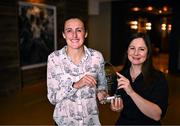 13 September 2023; Dublin’s Hannah Tyrrell is presented with The Croke Park/LGFA Player of the Month award for August 2023 by Ina Lazar, Sales Manager, The Croke Park at The Croke Park in Jones Road, Dublin. Hannah was Player of the Match in the 2023 TG4 All-Ireland Senior Final against Kerry on August 13 at Croke Park. The 33-year-old Na Fianna star scored eight first half points, including four from play, to help the Sky Blues to Brendan Martin Cup glory. Hannah finished the 2023 TG4 All-Ireland Championship with an overall tally of 1-21 and was a key figure in Dublin’s march to a first TG4 All-Ireland Senior title since 2020. Photo by Piaras Ó Mídheach/Sportsfile