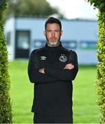 14 September 2023; Manager Stephen Bradley poses for a portrait during the Shamrock Rovers media event at Roadstone Group Sports Club in Dublin. Photo by Tyler Miller/Sportsfile