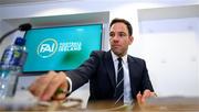 14 September 2023; FAI director of football Marc Canham before an FAI media briefing at FAI Headquarters in Abbotstown, Dublin. Photo by Stephen McCarthy/Sportsfile