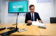 14 September 2023; FAI director of football Marc Canham before an FAI media briefing at FAI Headquarters in Abbotstown, Dublin. Photo by Stephen McCarthy/Sportsfile