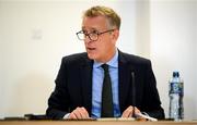 14 September 2023; FAI chief executive Jonathan Hill during an FAI media briefing at FAI Headquarters in Abbotstown, Dublin. Photo by Stephen McCarthy/Sportsfile