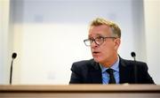 14 September 2023; FAI chief executive Jonathan Hill during an FAI media briefing at FAI Headquarters in Abbotstown, Dublin. Photo by Stephen McCarthy/Sportsfile