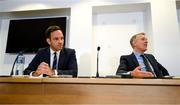 14 September 2023; FAI director of football Marc Canham, left, and FAI chief executive Jonathan Hill during an FAI media briefing at FAI Headquarters in Abbotstown, Dublin. Photo by Stephen McCarthy/Sportsfile