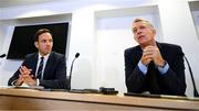 14 September 2023; FAI director of football Marc Canham, left, and FAI chief executive Jonathan Hill during an FAI media briefing at FAI Headquarters in Abbotstown, Dublin. Photo by Stephen McCarthy/Sportsfile