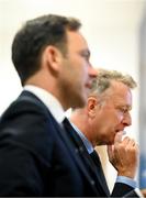 14 September 2023; FAI chief executive Jonathan Hill, right, and FAI director of football Marc Canham during an FAI media briefing at FAI Headquarters in Abbotstown, Dublin. Photo by Stephen McCarthy/Sportsfile