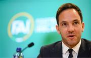 14 September 2023; FAI director of football Marc Canham during an FAI media briefing at FAI Headquarters in Abbotstown, Dublin. Photo by Stephen McCarthy/Sportsfile