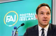 14 September 2023; FAI director of football Marc Canham during an FAI media briefing at FAI Headquarters in Abbotstown, Dublin. Photo by Stephen McCarthy/Sportsfile