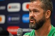 14 September 2023; Head coach Andy Farrell during an Ireland rugby media conference at the Westotel Nantes Atlantique in Nantes, France. Photo by Brendan Moran/Sportsfile