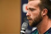 14 September 2023; Mack Hansen during an Ireland rugby media conference at the Westotel Nantes Atlantique in Nantes, France. Photo by Brendan Moran/Sportsfile