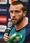 14 September 2023; Mack Hansen during an Ireland rugby media conference at the Westotel Nantes Atlantique in Nantes, France. Photo by Brendan Moran/Sportsfile