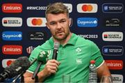 14 September 2023; Peter O’Mahony during an Ireland rugby media conference at the Westotel Nantes Atlantique in Nantes, France. Photo by Brendan Moran/Sportsfile