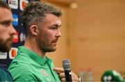 14 September 2023; Peter O’Mahony during an Ireland rugby media conference at the Westotel Nantes Atlantique in Nantes, France. Photo by Brendan Moran/Sportsfile