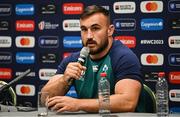 14 September 2023; Rónan Kelleher during an Ireland rugby media conference at the Westotel Nantes Atlantique in Nantes, France. Photo by Brendan Moran/Sportsfile
