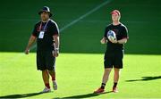 15 September 2023; Tonga head coach Toutai Kefu, left, and attack coach Tyler Bleyendaal during the Tonga rugby squad captain's run at the Stade de la Beaujoire in Nantes, France. Photo by Brendan Moran/Sportsfile