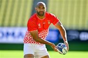 15 September 2023; Afusipa Taumoepeau during the Tonga rugby squad captain's run at the Stade de la Beaujoire in Nantes, France. Photo by Brendan Moran/Sportsfile