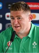 15 September 2023; Tadhg Furlong during a media conference after the Ireland rugby squad captain's run at the Stade de la Beaujoire in Nantes, France. Photo by Brendan Moran/Sportsfile