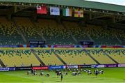 15 September 2023; Ireland players stretch during their squad captain's run at the Stade de la Beaujoire in Nantes, France. Photo by Brendan Moran/Sportsfile