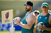 15 September 2023; Jack Conan, left, and Dan Sheehan look on during the Ireland rugby squad captain's run at the Stade de la Beaujoire in Nantes, France. Photo by Brendan Moran/Sportsfile