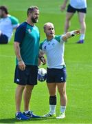 15 September 2023; Head coach Andy Farrell, left, and Craig Casey during the Ireland rugby squad captain's run at the Stade de la Beaujoire in Nantes, France. Photo by Brendan Moran/Sportsfile