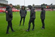 15 September 2023; The referees inspect the pitch before the Sports Direct Men’s FAI Cup quarter-final match between Cork City and Wexford at Turner's Cross in Cork. Photo by Eóin Noonan/Sportsfile