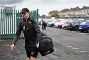 15 September 2023; Galway United goalkeeper Brendan Clarke arrives before the Sports Direct Men’s FAI Cup quarter-final match between Galway United and Dundalk at Eamonn Deacy Park in Galway. Photo by Ben McShane/Sportsfile