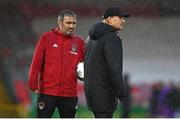 15 September 2023; Cork City assistant manager Richie Holland, left, and Cork City sporting director Liam Buckley before the Sports Direct Men’s FAI Cup quarter final match between Cork City and Wexford at Turner's Cross in Cork. Photo by Eóin Noonan/Sportsfile