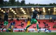 15 September 2023; Markus Poom of Shamrock Rovers, right, warms-up before the SSE Airtricity Men's Premier Division match between Derry City and Shamrock Rovers at The Ryan McBride Brandywell Stadium in Derry.  Photo by Stephen McCarthy/Sportsfile