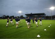 15 September 2023; Cobh Ramblers players warm up before the SSE Airtricity Men's First Division match between Waterford and Cobh Ramblers at RSC in Waterford. Photo by Michael P Ryan/Sportsfile