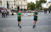 15 September 2023; Ireland supporters Robert Lewis Jnr, left, from Ballyfinn in Portlaoise, Laois, and Scott Cooke, from Grange in Tipperary, in Nantes, France ahead of Ireland's Rugby World Cup 2023 game against Tonga. Photo by Brendan Moran/Sportsfile