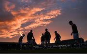 15 September 2023; St Patrick's Athletic players warm-up before the Sports Direct Men’s FAI Cup quarter-final match between Finn Harps and St Patrick's Athletic at Finn Park in Ballybofey, Donegal. Photo by Ramsey Cardy/Sportsfile