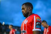 15 September 2023; Sadou Diallo of Derry City before the SSE Airtricity Men's Premier Division match between Derry City and Shamrock Rovers at The Ryan McBride Brandywell Stadium in Derry. Photo by Stephen McCarthy/Sportsfile