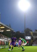 15 September 2023; Darragh Levingston of Wexford in action against Conor Drinan of Cork City during the Sports Direct Men’s FAI Cup quarter-final match between Cork City and Wexford at Turner's Cross in Cork. Photo by Eóin Noonan/Sportsfile