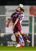15 September 2023; Ryan Brennan of Drogheda United in action against Adam McDonnell of Bohemians during the Sports Direct Men’s FAI Cup quarter-final match between Drogheda United and Bohemians at Weavers Park in Drogheda, Louth. Photo by Seb Daly/Sportsfile