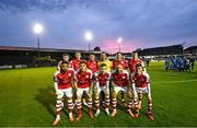 15 September 2023; The St Patrick's Athletic team before the Sports Direct Men’s FAI Cup quarter-final match between Finn Harps and St Patrick's Athletic at Finn Park in Ballybofey, Donegal. Photo by Ramsey Cardy/Sportsfile